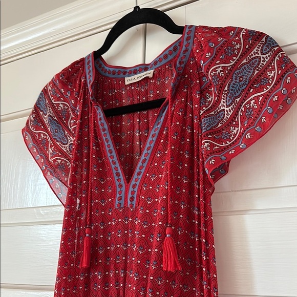 Ulla Johnson Neela Floral Print Silk Midi Dress Scarlet Red Size 0 Valentine Day - Picture 6 of 17